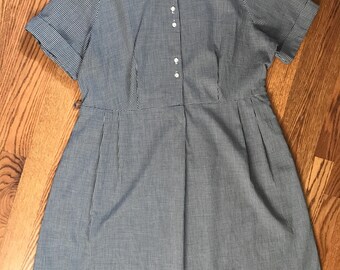 Vintage 1960s Black and White Gingham Shirtdress / XL / Plus Size