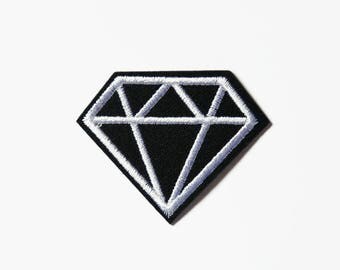 Patch Diamond - Black Diamond Badge - Iron On Patch Diamond - Clothing Accessories Stocking Filler Applique and Patches Sew On Patch Diamond