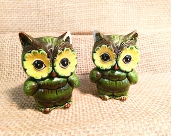 Vintage 1970s Kitsch Owl Salt and Pepper Shakers