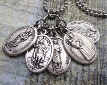 Job Seekers Holy Medal Amulet Necklace, Find Work, Employment, Prosperity, Opportunity, Patron Saint, Confirmation Gift, Catholic Jewelry
