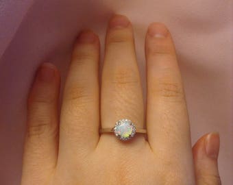Opal Ring ~ Womans Opal Ring ~ Sterling Silver Opal Ring ~ Opal Band Ring ~ Gift for Her