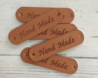 PU Leather Labels Hand Made 5pcs, labels Sew on, Craft Scrapbooking crochet projects knitting projects Free Post