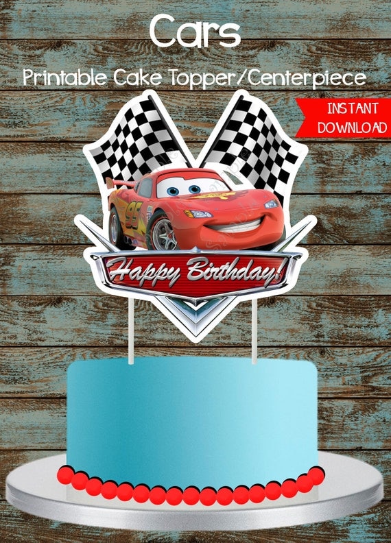 Cars Cake Topper Disney Cars Printable Cake Topper Lighting