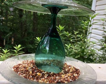 Upcycled Glass Tabletop Bird Feeder