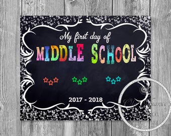 First Day of Middle School Sign, Middle School Sign Printable, Chalkboard Middle School Sign, First Day Photo Prop, 1st Day of Junior High