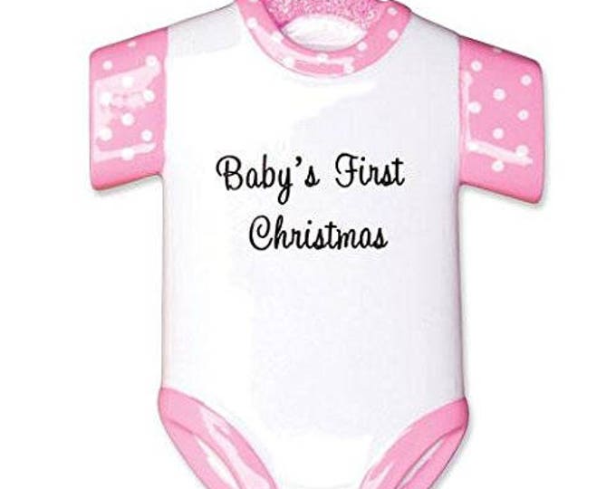 New Pink Baby's First Christmas Onesie Ornament