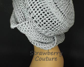 Crochet Turban Hat, Crochet Sun Hat for Women, Sun Hat Womens Cotton Sun Hat, Dove Gray Hat, Samantha
