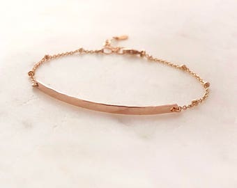 bracelet gold delicate minimalist rose thin tiny beads dainty friendship boho