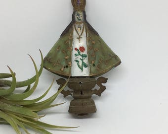 Infant of Prague Statue, Small, Plastic, Chippy Vintage Figurine