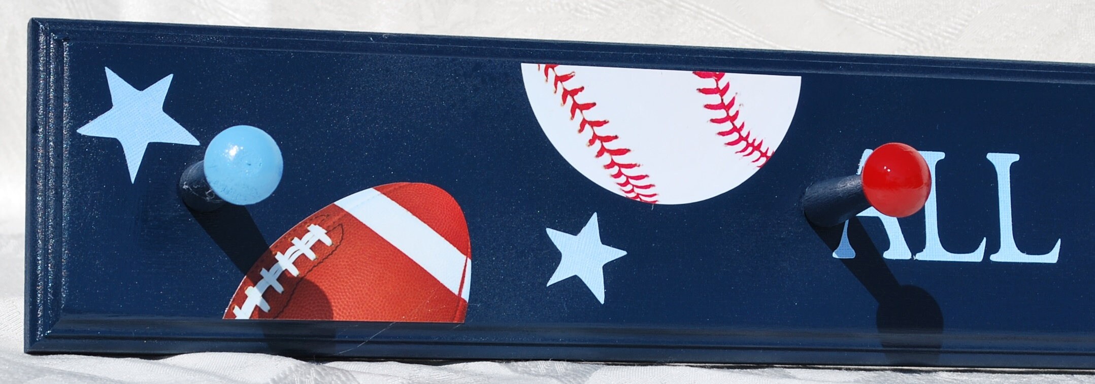 Baseball Coat Rack SPORTS Coat Rack for Boys Room or Play Room