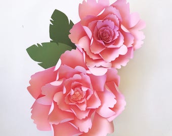 Large peony paper flower template, DIY instant download template with video tutorial, Paper flower decor for weddings, showers or home decor
