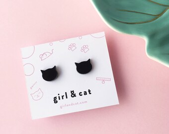 Cat Earrings, Tiny Stud Earrings, For Sensitive Ears, Handmade, Cat Lover Gift, Minimalist Earrings, Jewelry, Gift for Her, Women, Jewellery