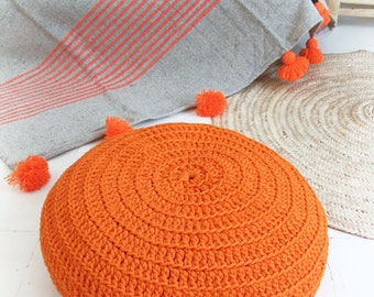 Floor Cushion Crochet - orange