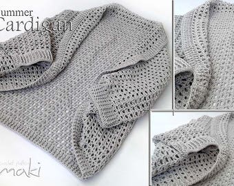 Crochet pattern - Short sleeve SUMMER CARDIGAN in sizes small, medium and large! Permission to sell finished items. Pattern No. 200