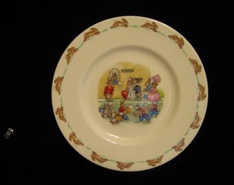 Vintage Bunnykins Ticket Queue 8 inch plate ( SF 109 )