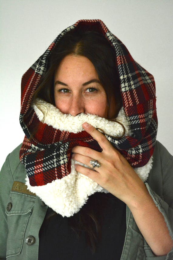 sherpa hooded scarf