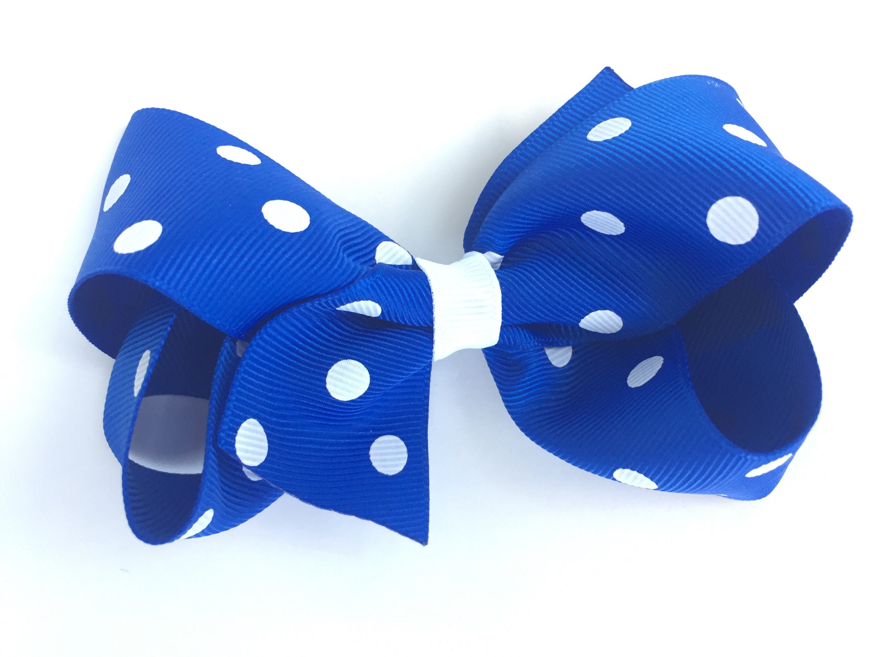 Blue Polka Dot Hair Bow - wide 1