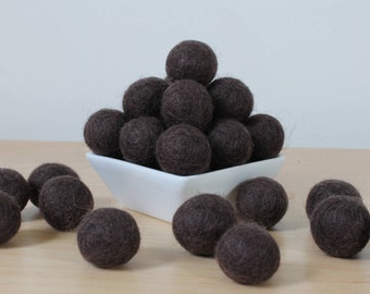 2.5 cm Dark Brown Wool Felt Balls, Felt Balls, Pom Pom Balls, Wool Felt Pom Poms, Felted Balls, Loose Felt Balls, Pick Your Own Colors