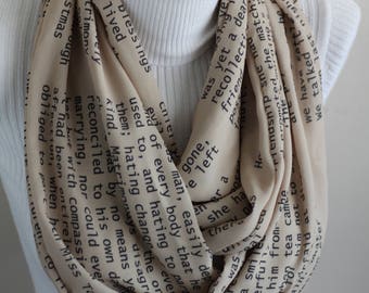 Jane Austen Scarf Emma Book Infinity Scarf Literary Quote Gift Jane Austen Library Scarf Writer Gift Ideas for Women