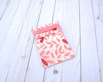 sample sale - Personal Pouch - unique phone carrier - makeup brush pouch - handmade passport carrier - fabric eyeglass case - pink red heart