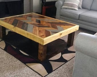 Chevron Table, Coffee Table, Rustic Coffee Table, Reclaimed Wood Coffee Table, Livingroom Furniture, Large Coffee Table, Chevron Decor