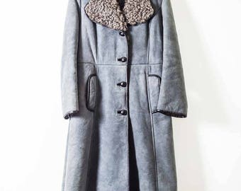 70s Blue Sheepskin Coat - Incredible Vintage 1970s Coat - Hippie - Boho - Winter - UK 10 - Long Sheepskin Coat - Shearling - 70s