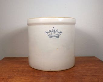 2 Gallon Crock ~ Robinson Ransbottom ~ Blue Crown Logo ~ Stoneware Storage Crock