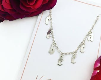 Sterling Silver Old English Choker/ Gothic Choker Necklace/ Silver Name Choker/ Custom Silver Choker/ Old English Necklace/ Silver Choker