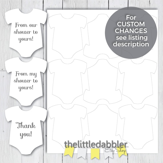 Baby Shower Mini Baby Onesie Favor Thank You Gift Tag Template
