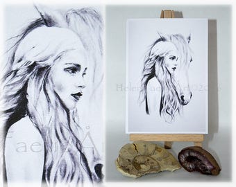 Blank Greeting Card, Game of Thrones Card, GoT Fan Art, Mother of Dragons Card, Art, khaleesi, Game of Thrones Birthday card, Illustration