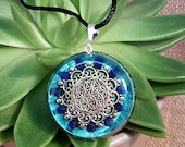 Lapis Lazuli Orgone Pendant - Mandala - Spiritual Jewellery - Third Eye and Throat Chakra Energy - Healing Crystal Pendant - Large