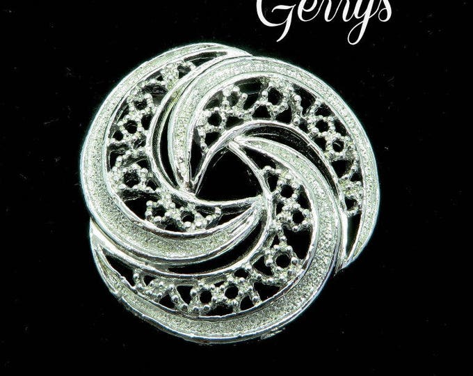 Gerry's Circle Brooch, Vintage Silvertone Circle Pin, Signed Designer Pin, Perfect Gift, Gift Box