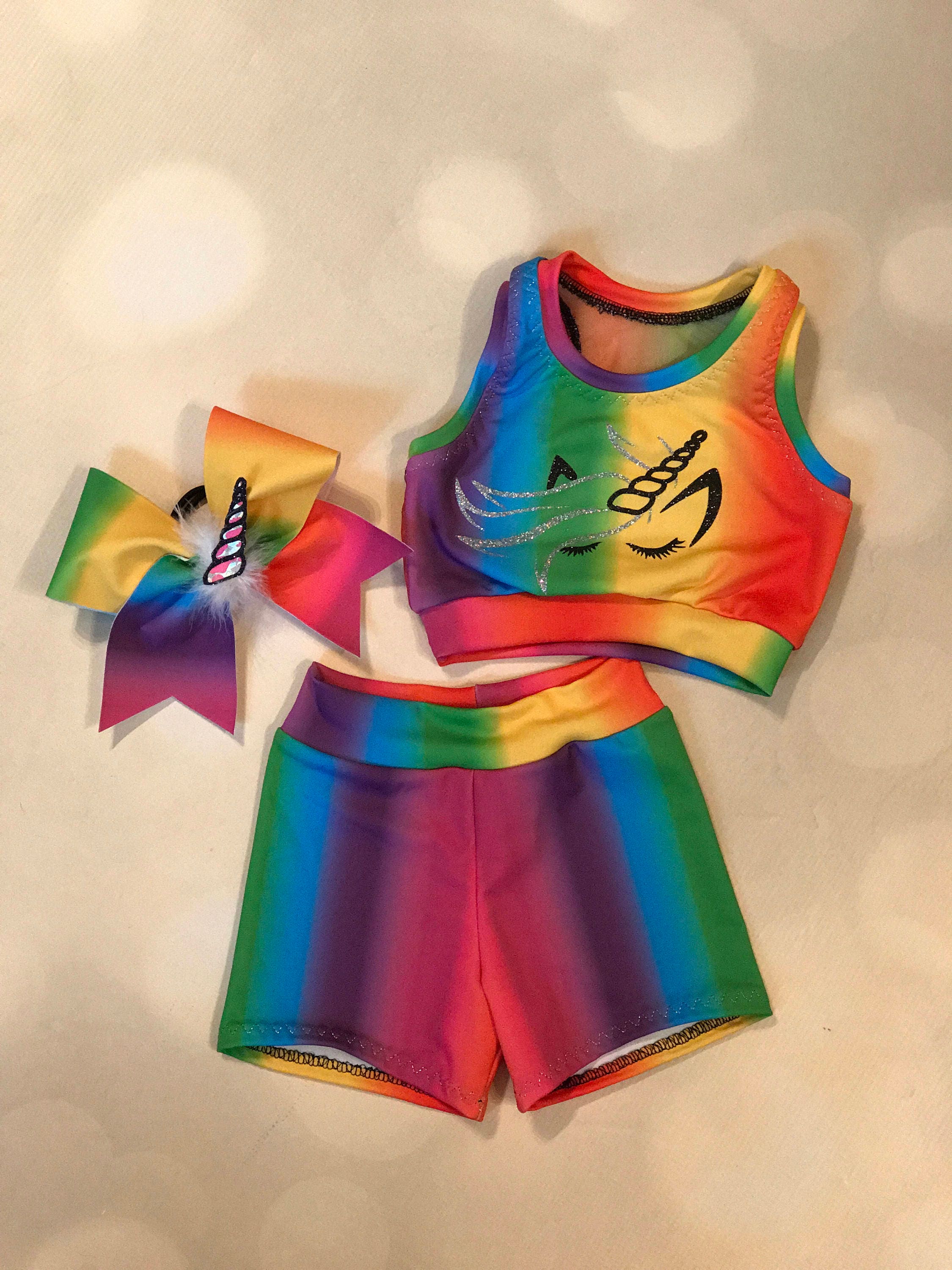 The Anna Mesh Back Rainbow Unicorn sport bra