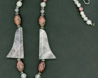 Rhodonite Necklace, Rhodonite Jewelry, Rose Quartz Necklace, Rose Quartz Jewelry, Quartz Necklace, Quartz Jewelry, Pretty in Pink, Rhodonite