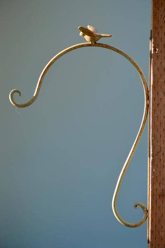 White Bird Plant Hanger Cast Iron Plant Hook Rusty Birds