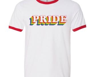 Pride Rainbow Ringer Shirt, gay pride, pride rainbow, lgbt pride, pride flag, gay rainbow, gay gift, pride shirt, pride gift, pride