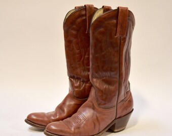 70s FRYE High Heel Cowboy Boots / Vintage 1970s Embroidered