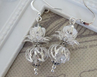 Thistle Flower Earrings - Silver