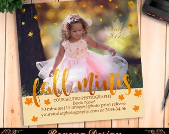Fall Mini Session Template, Photography Marketing Board, Fall Minis PSD Template - Instant Download