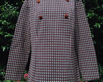 Vintage 1960s, 1970s blouse, top, tunic, smock. Shades of brown.