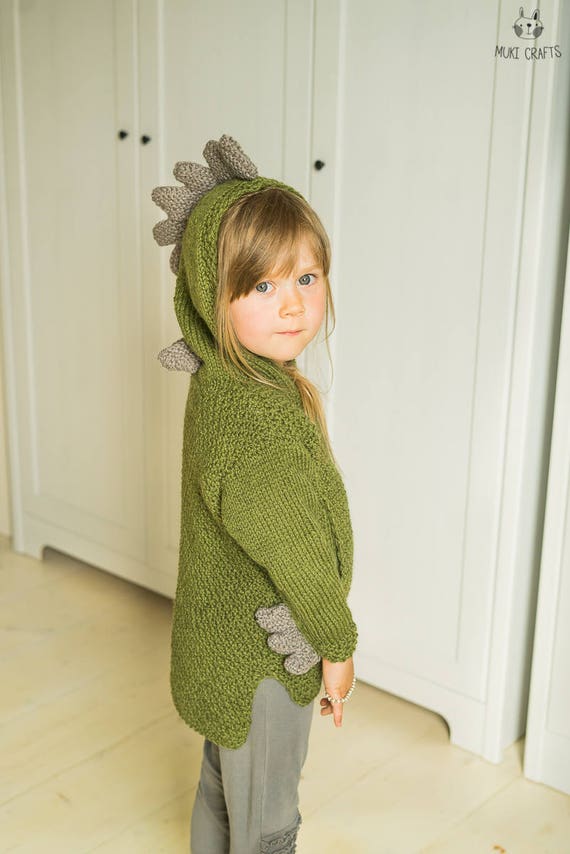 KNITTING PATTERN dragon sweater Rex with a pocket and spikes