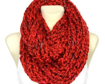 Cranberry Knit Scarf Knit Infinity Scarf Winter Knit Scarf Chunky Knit Scarf Gift Womens Gift for Her Gift for Women Christmas Gift for Mom