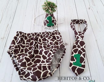 Boys Jungle 1st Birthday Diaper Set, Safari Cake Smash Outfit, Boy Jungle Outfit, Safari Photo Prop Outfit, Giraffe Birthday Set