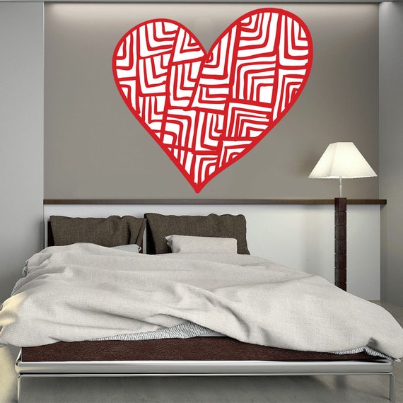 Love Heart Bedroom Decal Red Heart Full Color Wall Decal