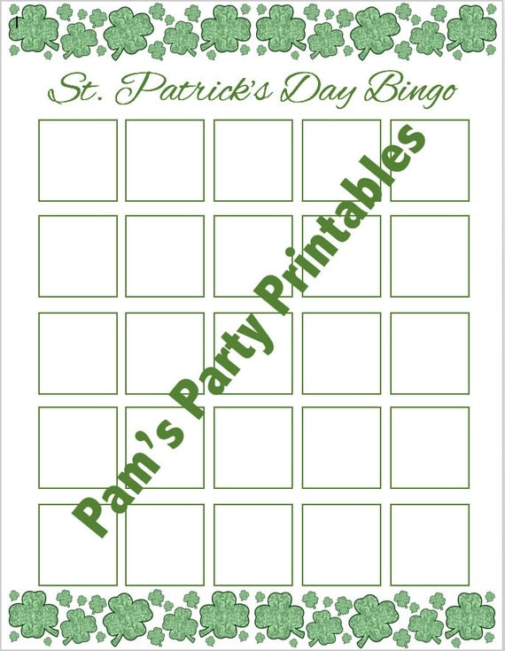 Blank St Patrick s Day Bingo Printable For DIY Sticker