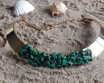 semi precious malachite/necklace/necklace green necklace Choker