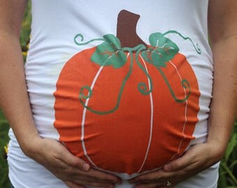 Pumpkin Maternity Shirt, (White) Halloween Maternity Shirt, Funny Maternity Tee, Gender Reveal Maternity
