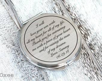 Personalized engraved pocket mirror | compact mirror | wedding gift | mother of the groom gift | birthday, i will love your son