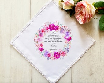 Wedding Handkerchief, Wedding Hankerchief, Mother of the Bride Handkerchief, Mother of the Bride Gift, Mother of Groom Gift, Gift for Mom #1