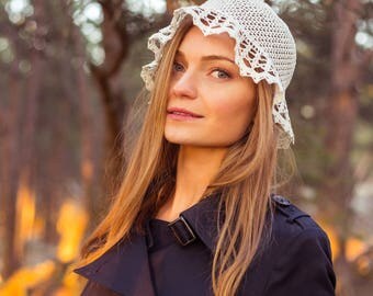 White Crochet Cottonwool Summer Hat